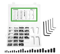 sourcing map Juego de tornillos prisioneros, 660 piezas M2/M3/M4/M5/M6/M8 métricos, tornillos Allen de punta hexagonal de acero al carbono con llaves hexagonales