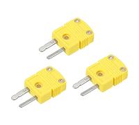 sourcing map K Tipo Termopar Cable Conectores Macho Enchufe Adaptador Alta Temperatura 220°C (428°F) para Termopar Sensor Sonda Amarillo 3uds