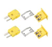 sourcing map K Tipo Termopar Cable Conectores Macho Enchufe con Panel Montaje Mini Zócalo 220°C (428°F) para Termopar Sensor 2 Juegos