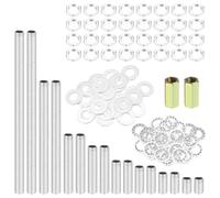 sourcing map Kit de 112 boquillas de tubo de lámpara de 8 tamaños con arandelas de tuercas hexagonales, M10 roscado fino, accesorios de reparación de tubos huecos, surtido para montaje de lámparas de