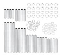 sourcing map Kit de 112 pezones de tubo de lámpara de 7 tamaños con arandelas de tuercas hexagonales, 1/8IP roscado hueco de reparación de tubos surtidos para montaje de candelabros, lámpara de techo