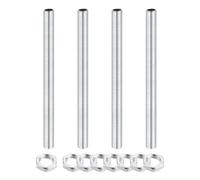 sourcing map Kit de 4 pezones de tubo de lámpara de 5.9 pulgadas con tuercas de bloqueo, M12 x 1 fino roscado para reparación de lámparas de techo de candelabro, zinc blanco