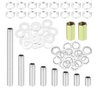 sourcing map Kit de 58 pezones de tubo de lámpara de 8 tamaños con arandelas de tuercas hexagonales, M10 roscado fino, accesorios de reparación de tubos huecos, surtido para montaje de lámparas de