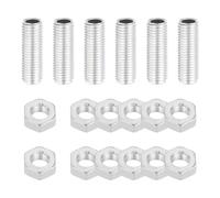 sourcing map Kit de 6 boquillas de tubo de lámpara de 1.2 pulgadas con tuercas de bloqueo, M10 x 1.25 pulgadas, tornillos de reparación de lámparas de tubo hueco roscado fino para lámparas de techo de