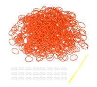 sourcing map Kit de 600 bandas de goma de telar con 25 clips en S, 1 gancho, bandas de goma de repuesto para tejer manualidades, regalo, naranja y rojo