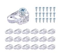 sourcing map Kit de Clips de Retención de Vidrio con Tornillo, Clip de Fijación de Panel de Vidrio de 0.79 x 0.43" para Fijar Armarios, Gabinetes, Espejos, Transparente, 20 Piezas