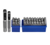 sourcing map Kit de estampado de metal de 36 piezas de 10 mm (A-Z, 0-8, símbolo "y ") herramienta de prensa de acero con perforador para sellar en metal, plástico, madera, cuero, plata