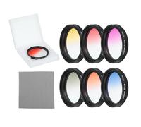 sourcing map Kit de filtros de color gradual de 37 mm, juego de 6 filtros para lente de cámara con funda y paño de limpieza para fotografía de cámara SLR, naranja, amarillo, azul, morado, rojo, gris