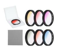 sourcing map Kit de filtros de color gradual de 46 mm, juego de 6 filtros para lente de cámara con funda y paño de limpieza para fotografía de cámara SLR, naranja, amarillo, azul, morado, rojo, gris