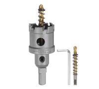 sourcing map Kit de sierra perforadora de carburo de 33 mm (1-19/64 pulgadas) con 2 brocas centrales y resortes 1 llave, Fresas para Metal, Acero Inoxidable, Cobre, Hierro, Aluminio