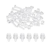 sourcing map Kit de tornillos autorroscantes y tuercas hexagonales de plástico PC transparente M3 x 10 mm, juego de 20 pernos Phillips de cabeza redonda para accesorios de máquina, transparente
