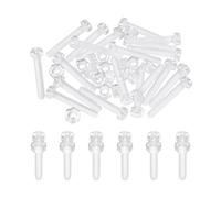 sourcing map Kit de tornillos autorroscantes y tuercas hexagonales de plástico PC transparente M4 x 25 mm, juego de 20 pernos Phillips de cabeza redonda para accesorios de máquina, transparente