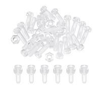 sourcing map Kit de tornillos autorroscantes y tuercas hexagonales de plástico PC transparente M6 x 20 mm, juego de 20 pernos Phillips de cabeza redonda para accesorios de máquina, transparente