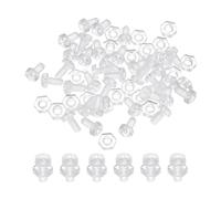 sourcing map Kit de tornillos autorroscantes y tuercas hexagonales de plástico transparente M2,5 x 5 mm, juego de 30 tornillos Phillips de cabeza redonda para accesorios de máquina, transparente