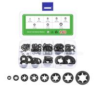 sourcing map Kit surtido de 140 arandelas internas de dientes Starlock, arandelas de anillo de bloqueo de dientes de 65 Mn, cierre de tuerca de estrella de velocidad rápida, 8 tamaños, color negro