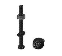 sourcing map Kit surtido de arandelas de tuerca de tornillo de nylon, M5x50mm cabeza redonda máquina tornillo tuercas planas arandelas negras 20 Set