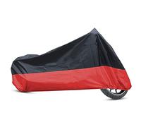 sourcing map L 180Tcobertura Lluvia Polvo Motocicleta Afuera Impermeable UV Protector Negro + Rojo