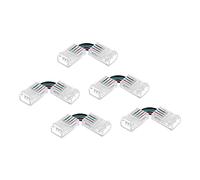 sourcing map L Forma 4 Pasador LED Conectores, 10mm Ancho 90 Grados Ángulo Esquina Sin Soldadura Extensión Conectores para 5050 3528 RGB LED Luz Tiras, Paquete de 5
