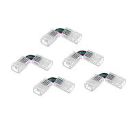 sourcing map L Forma 4 Pasadores LED Conectores, 8mm Ancho 90 Grados Ángulo Esquina Sin Soldadura Extensión Conectores para 5050 3528 RGB LED Luz Tiras, Paquete de 5