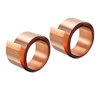 sourcing map Lámina Fina de Cobre, 2 Rollos de Cobre Puro de 0,1x25x1000mm, Hojas Tiras de de Cobre para Artesanías, Reparaciones Eléctricas, Puesta a Tierra