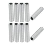 sourcing map Lámpara Tubo Boquilla, M8 Rosca 35mm Longitud Hueco Lámparas Reparación Pieza Herraje para Lámpara Luces, Zinc Chapado Plateado Tono, Paquete de 10