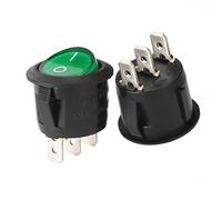 sourcing map Lámpara verde Iluminada 3 Terminal SPST 2 Posiciones I/O ON/OFF Botón Palanca Redondo Botón Basculante Interruptor AC 250V/10A 125V/12A
