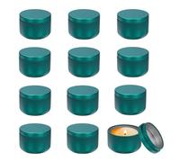 sourcing map Latas de velas de 3 onzas, 12 tarros de metal con tapas, recipientes redondos vacíos a granel para almacenamiento de té y hacer manualidades, regalos de Navidad, color verde brillante
