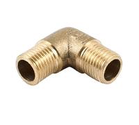 sourcing map Latón 90 Grado Codo 1/4" PT Macho a 1/4" PT Macho Tubería Montaje Acoplador