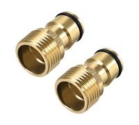 sourcing map Latón Grifo Rápido Conector G1/2 Macho Rosca Tubo Manguera Enchufe Adaptador Accesorio para Jardín Riego Sistema 2pcs