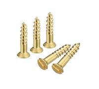 sourcing map Latón Madera Tornillos, 25uds M2 x 10mm Ranurado Accionamiento Plano Cabeza Autorroscante Tornillo Avellanado para Carpintería Muebles