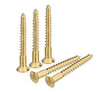 sourcing map Latón Madera Tornillos, 50uds M4 x 35mm Ranurado Accionamiento Plano Cabeza Autorroscante Tornillo Avellanado para Carpintería Muebles