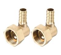 sourcing map Latón Manguera Púa Montaje Codo, 10mm Púas x G1/2 Hembra Giratoria Tuerca Tubo Conector para Agua Combustible Aire, Paquete de 2