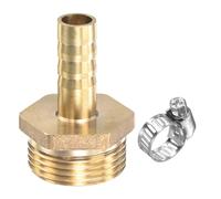 sourcing map Latón Manguera Púa Montaje Recto 10mm x G3/4 Macho Rosca Tubo Conector con Acero Inoxidable Manguera Abrazadera, Paquete de 1