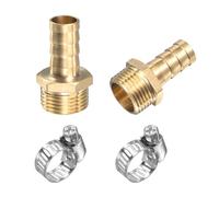 sourcing map Latón Manguera Púa Montaje Recto 10mm x G3/8 Macho Rosca Tubo Conector con Inoxidable Acero Manguera Abrazadera Paquete de 2