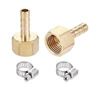sourcing map Latón Púas Manguera Accesorio Conector Adaptador 6mm Dentado x G1/4 Hembra Tubería con 6-12mm Manguera Abrazadera 2Conjuntos