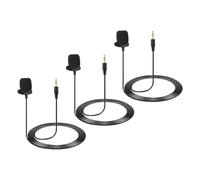 sourcing map Lavalier Micrófono de solapa, 3,5 mm, estéreo, 3 polos, collar condensador, 1,5 m, con cable, condensador unidireccional, mini micrófono de solapa para profesores, presentadores, paquete