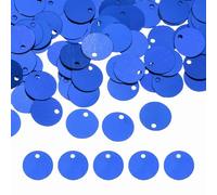 sourcing map Lentejuelas redondas planas, 600 piezas de 10 mm, color azul zafiro, lentejuelas de costura con un solo agujero lateral para bricolaje, ropa bordada, fabricación de joyas