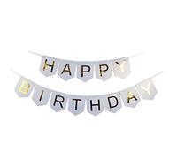 sourcing map Letras De Feliz Cumpleaños De Papel Adorno De Foto Apogeo Banner Tono De Oro Blanco