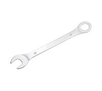 sourcing map Llave combinada delgada con extremo acodado de 6 puntas y extremo abierto en ángulo, sistema métrico de acero al carbono cromado espejo, 22 mm