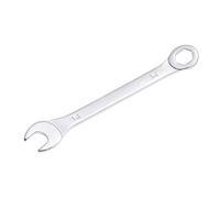 sourcing map Llave combinada delgada con extremo acodado de 6 puntas y extremo abierto en ángulo, sistema métrico de acero al carbono cromado espejo, 14 mm