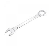 sourcing map Llave combinada delgada con extremo compensado de 6 puntos y extremo abierto en ángulo, espejo métrico, acero de alto carbono chapado en cromo, para reparaciones domésticas, 24 mm