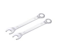 sourcing map Llave combinada delgada con extremo descentrado de 6 puntas y extremo abierto en ángulo, acero de alto carbono cromado espejo métrico, 13 mm, 2 piezas