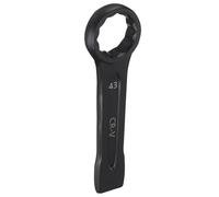 sourcing map Llave de anillo de impacto de extremo de caja de 43 mm métrica CR-V de acero de 12 puntos, llave de golpe plana para pintura para hornear, herramienta de mano para reparación mecánica de