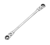 sourcing map Llave de extremo de caja doble, cabeza flexible extralarga, métrica, 10 x 11 mm, 72 dientes, 12 puntos, llave de extremo de caja doble, cabeza flexible de 180 grados, acero CR-V para
