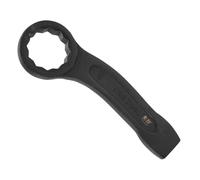 sourcing map Llave de impacto de 46 mm 45# de acero para rociar 6 puntos, llave de golpe plana con anillo de inclinación, llave de mango curvado, herramienta de golpeo para reparación de automóviles