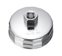 sourcing map Llave de tapa de filtro de aceite, 15 flautas de 65 mm de diámetro interior de 1/2 pulgada CR-V de acero cuadrado, herramienta de extracción de enchufe de filtro de aceite métrico para