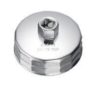 sourcing map Llave de tapa de filtro de aceite, 15 flautas de 65 mm de diámetro interior de 1/2 pulgada CR-V de acero cuadrado, herramienta de extracción de enchufe de filtro de aceite métrico para