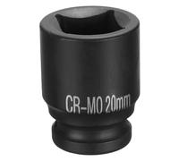 Sourcing Map Llave de vaso de impacto cuadrada métrica de 1/2 pulgada de 20 mm, enchufe cuadrado de 4 puntos, acero de aleación CR-MO, ennegrecimiento, reparación de automóviles, bricolaje