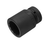 sourcing map Llave de vaso de impacto de 1 pulgada, 38 mm, 12 puntos, acero CR-MO de 80 mm de longitud, tamaños métricos estándar