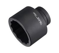 sourcing map Llave de vaso de impacto de 1 pulgada de 75 mm y 12 puntos, acero CR-MO de 100 mm de longitud, tamaños métricos estándar